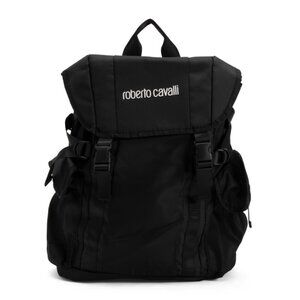 ROBERTO CAVALLI Black Casual Sport Utility Logo Backpack